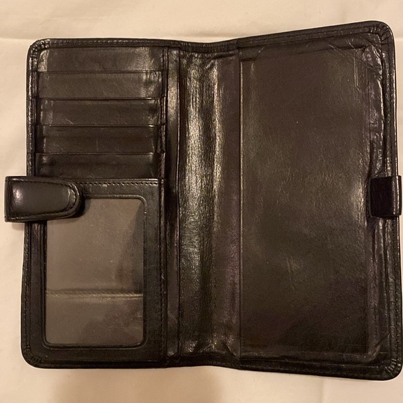 Coach Vintage Black Leather Wallet with Snap Closure Unisex - Picture 3 of 9
